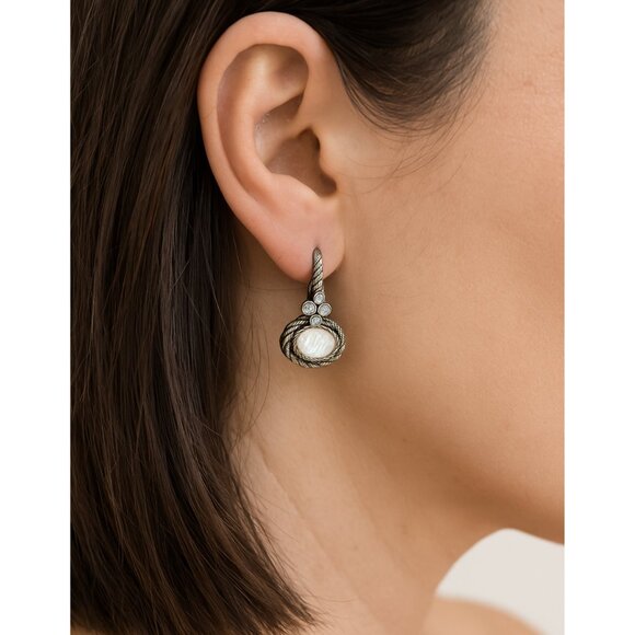 Judith Ripka Sterling Silver CZ Drop Earrings - Picture 1 of 13